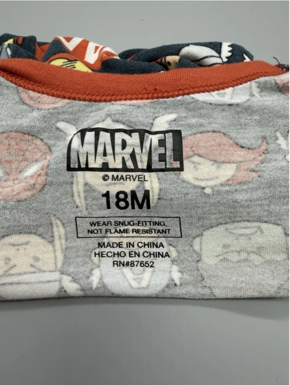 Marvel 18M Pajama Top Multicolor Graphic Print Short Sleeve Superhero Characters